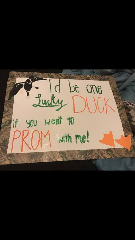 Duck Dance Proposal, Duck Prom Proposal, Duck Hunting Promposal, Sadie Hawkins Proposals Hunting, Hunting Homecoming Proposals, Hunting Promposal For Him, Hunting Hoco Proposals, Winfo Proposals Ideas, Hunting Promposal