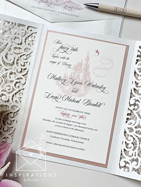 Disney Fairytale Wedding Invitations, Adult Disney Party, Fairy Tale Wedding Invitations, Disney Invitation, Cinderella Wedding Invitations, Disney Wedding Invitations, Fairytale Wedding Invitations, Wedding Games For Guests, Debut Invitation