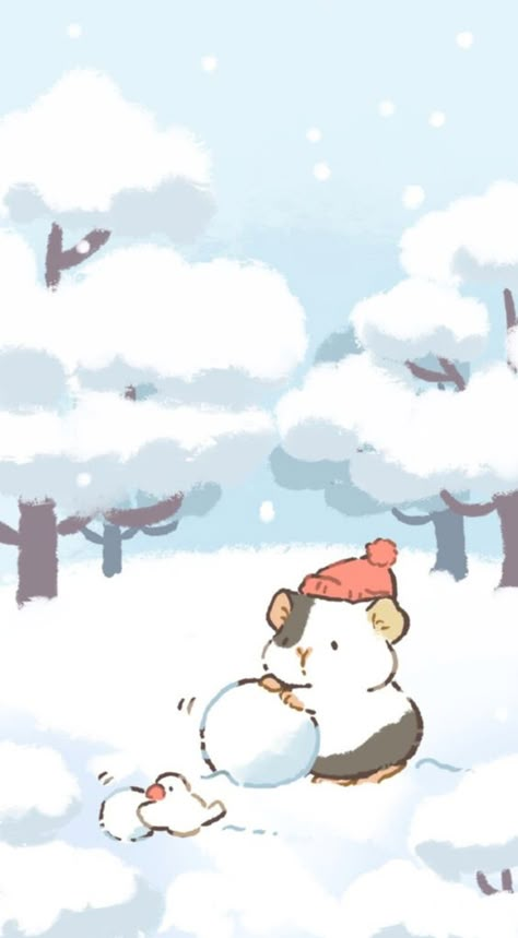 Kawaii Wallpaper Hamster Wallpaper Iphone, Kawaii Winter Wallpaper, Guinea Pig Wallpaper, Kawaii Wallpaper Iphone, Strawberries Ice Cream, Hamster Wallpaper, Hamster Christmas, Kawaii Winter, Kawaii Mouse