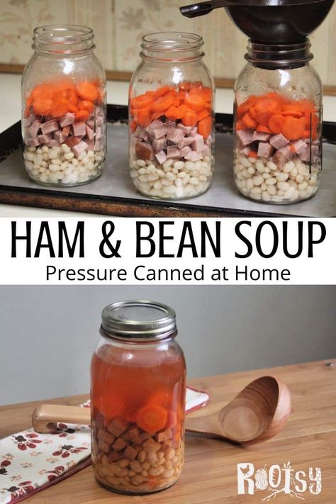 How To Can Ham And Bean Soup, Canning Leftover Ham, Mennonite Canning Recipes, Canning Bean Soup Recipes, Canned Ham And Bean Soup, Pressure Canning Ham And Bean Soup, Canning Ham And Bean Soup, Canning Vegetable Soup, Canning Ham