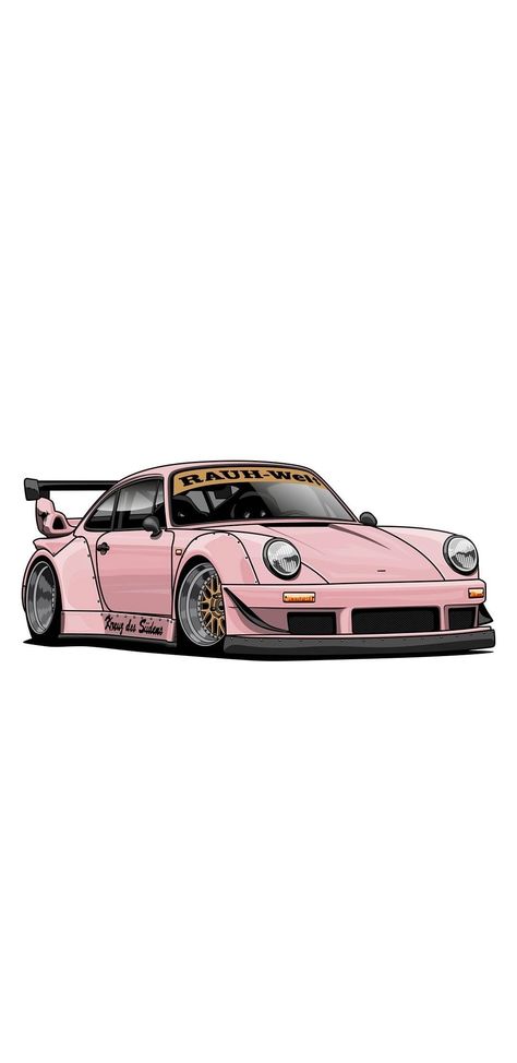 Porsche Rwb Drawing, Car Drawing Wallpaper, Rwb Porsche Wallpaper, Drawing Wallpaper Iphone, Porche Car, Car Background, Rwb Porsche, Rauh Welt, Car Drawing