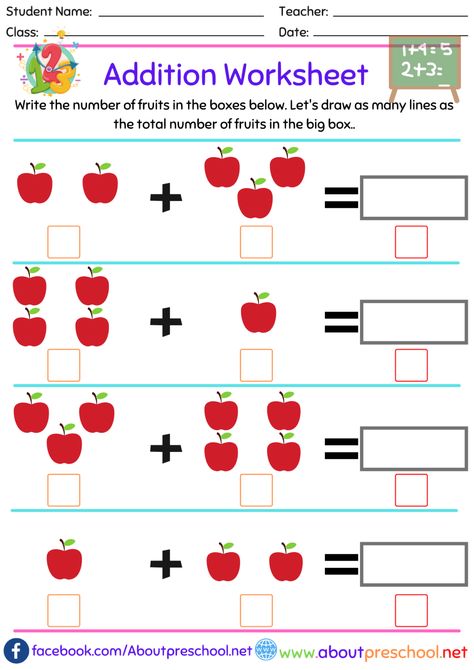 Printable Addition Worksheets, Easy Math Worksheets, Kindergarten Addition, Addition Worksheet, Worksheet Kindergarten, Worksheets For Class 1, Kindergarten Addition Worksheets, Addition Kindergarten, Math Addition Worksheets