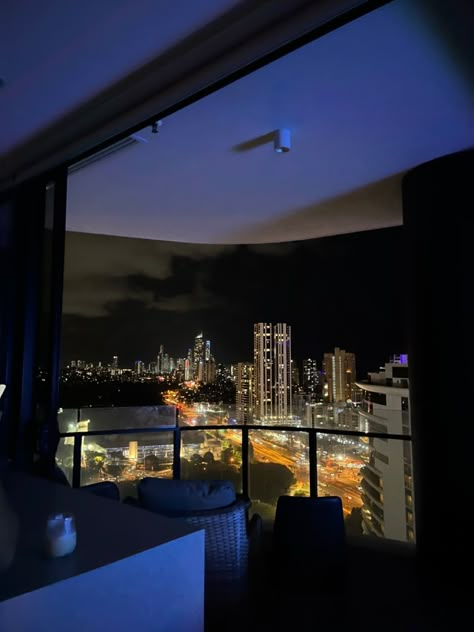 Night Apartment Aesthetic, High Rise Apartment Night View, Penthouse View Night, Bedroom With City View At Night, Skyline Apartment, Night City View, Skyline View Apartments Night, City View Apartment Night Window, City View Apartment Night Window Rainy