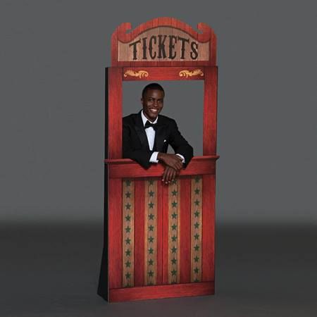 Carnival Ticket Booth, Theatre Ticket Booth, Circus Themed Costumes, Carnival Ticket, Crazy Clown, Circus Tickets, Homecoming Decorations, Neon Carnival, Carnival Tickets