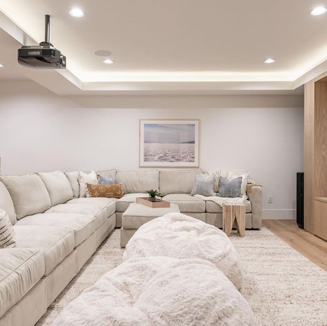 We love this basement space in our #familytiescustom home. The @lovesac sectional and two, cozy, bean bags complete this space. Did you… Cute Basement, Basement Bathrooms, Unfinished Basement Ideas, Texas House, Info Design, Home Theater Design, Unfinished Basement, Finished Basement, Apartment Decorating