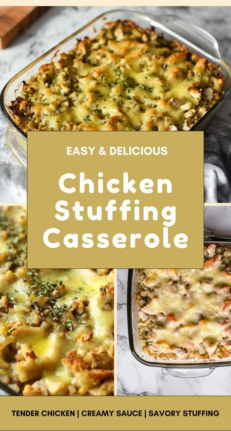 Chicken Stuffing Casserole is a warm, hearty dish that brings together tender chicken, creamy soup, and a layer of savory stuffing for the ultimate comfort meal. Stove Top Stuffing Recipes Chicken, Chicken With Stuffing, Baked Meats, Stove Top Chicken Breast, Stove Top Stuffing Recipes, Baked Boneless Chicken Thighs, Best Chicken Casserole, Chicken And Dressing, Cheesy Chicken Casserole