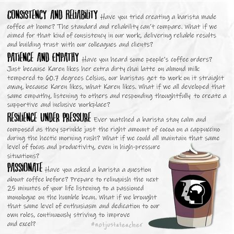 📢⭐️NEW PINT-SIZED PD BLOG | Baristas May Be The Best Employees In The Business 🖱 www.notjustateachereducation.com/pint-sized-pd/baristas-may-be-the-best-employees-in-the-business Discover how the soft skills developed behind the coffee counter make baristas potentially exceptional hires for businesses and organisations. In an evolving job market where academic qualifications are no longer the sole indicator of professional success, baristas may actually be the best potential hires due to th... Coffee Counter, Professional Success, Good Employee, Chai Latte, Soft Skills, Working On It, Marketing Jobs, Have You Tried, Be The Best