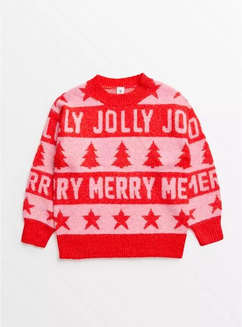 Buy Christmas Kids Red & Pink Jolly Jumper 5 years | Jumpers and cardigans | Tu Matching Christmas Jumpers, Family Christmas Jumpers, Festive Outfits, Red Jumper, Christmas Outfits Women, Girls Jumpers, Christmas Kids, Service Women, Christmas Jumper