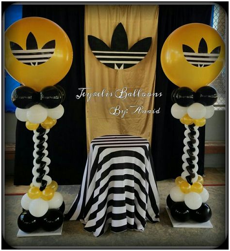 Adidas Decorarions Adidas Party Theme Ideas, Birthday Party Diy, Sneaker Ball, 40 Birthday, Ball Ideas, 50th Party, Diy Birthday Party, 80s Party, Theme Birthday Party