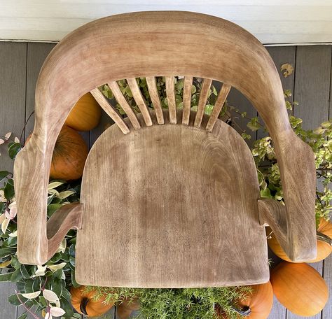 Bleached wood chair makeover - Wisconsin Magpie Bleach Wood Chair, Bleached Wood Chairs, Spindle Chair Makeover, Refinishing Chairs Wood, Refinish Wood Chairs, Antique Chair Decor, Antique Chair Makeover, Kitchen Chair Makeover, Reno Furniture