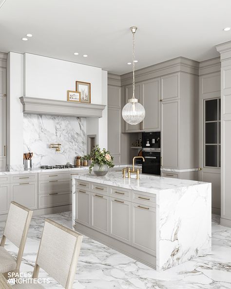 American Classic Kitchen, Neo Classic Kitchen, Neo Classical Interiors, Kichen Design, Modern Classic Kitchen, Modern Contemporary Interior Design, Luxurious Kitchens, Classic Kitchen Design, Classic White Kitchen