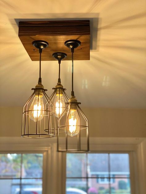 Triple Pendant Farmhouse light - Rustic Entryway - Edison Lightbulbs Included… | Farmhouse light fixtures, Farmhouse kitchen light fixtures, Rustic kitchen lighting Country Kitchen Light Fixtures, Entryway Light Fixture Ideas, Farmhouse Entry Light Fixtures, Black Farmhouse Light Fixtures, Rustic Light Fixtures Kitchen, Coffee Closet, Farmhouse Kitchen Lights, Pendant Light Over Sink, Cabin Light Fixtures