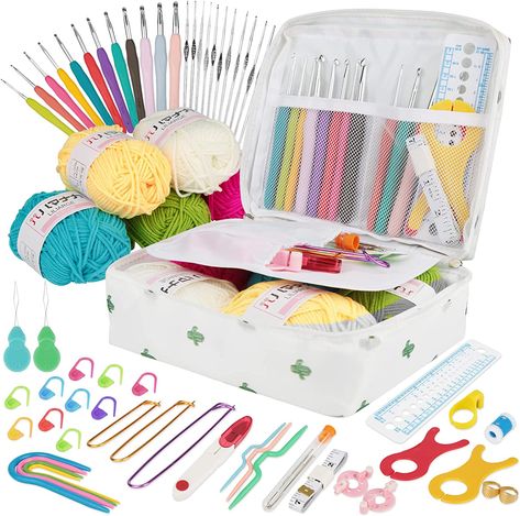 111Pcs Crochet Kits Crochet Hooks Set for Beginners Adults Knitting Kit Ergonomic Metal Crochet Hooks 0.6mm-8mm Knitting Accessories Tools Crochet Wool Yarn Storage Case Needles Crochet Starter Kit. Please purchase via the link to amazon, thank you 😊 Crochet Storage Bag, Metal Crochet, Crochet Kits, Crochet Hook Case, Crochet Case, Yarn Storage, Crochet Tools, Knitting Kit, Crochet Hook Set