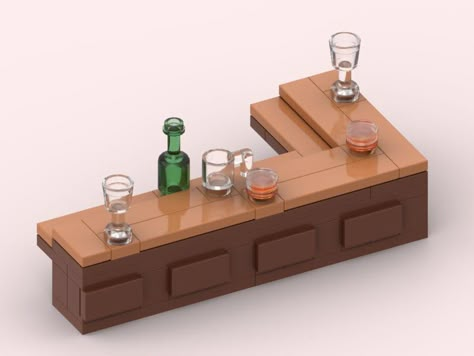 Custom MOC instructions for: Bar Counter Includes: PDF of Instructions Instructions include parts list at the end of the PDF The parts list includes item ID, color, and qty for use on bricklink.  A great MOC for any building blocks fan! *DOES NOT INCLUDE ANY PIECES* PDF files ONLY Brick Bar Counter, Lego Bar, Brick Bar, Lego Plans, Easy Lego Creations, Lego Furniture, Lego Accessories, Big Lego, Construction Lego