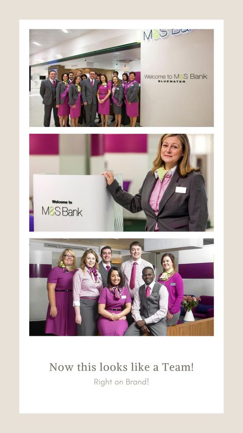 What great Corporate colours and Corporate branding to work with! Paula Cannon, founder of pen to Peg designed this uniform for M&S Bank bringing a bit of colour and a dash of style to High Street Banking in the UK. Bank Uniform Design, Corporate Uniforms, Uniform Design, Corporate Branding, Support Team, Banking, Work Outfits Women, Bespoke Design, Design Development