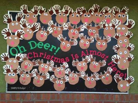 Activities For December, December Bulletin Boards, Reindeer Art, Holiday Bulletin Boards, Christmas Bulletin Boards, Christmas Classroom Door, Winter Bulletin Boards, Christmas Bulletin Board, Preschool Bulletin