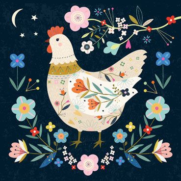 Floral Chicken, Baby Logo Design, Ipad Painting, Thinking Of Someone, Chicken Art, Scandinavian Folk Art, Hand Painted Stones, Floral Illustrations, Greetings Card