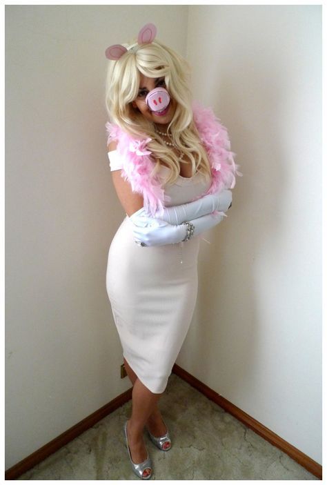 Check out some of the these potential Halloween costumes that already might be in your closet! Best Movie Characters Costume, Mrs Piggy Costume, Halloween Costumes Work Appropriate, Work Costume Ideas, Miss Piggy Halloween Costume, Miss Piggy Costume, Piggy Costume, Piglet Costume, Work Appropriate Halloween Costumes