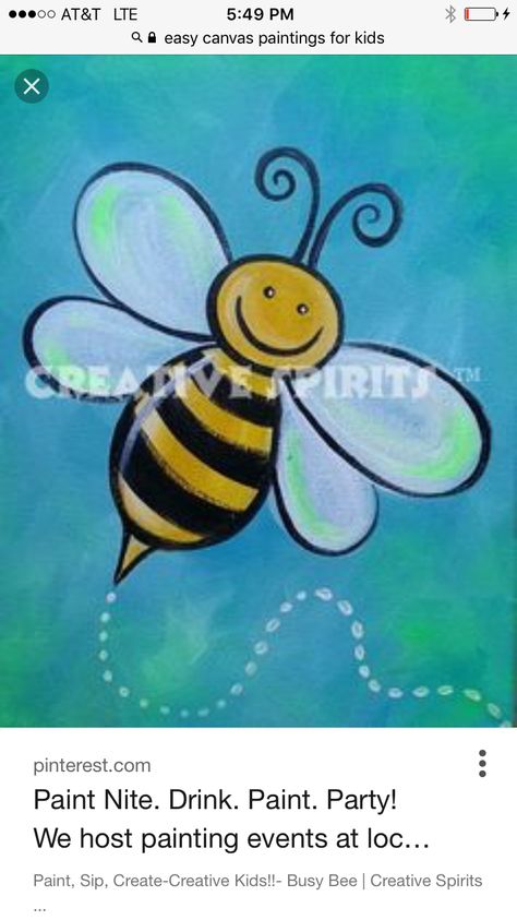 Bee Canvas Painting Easy, Bee Canvas Painting, Paint A Bee, Canvas Painting Easy, Kids Canvas Painting, Spring Wood Crafts, Bee Painting, Bee Creative, Paint Nite