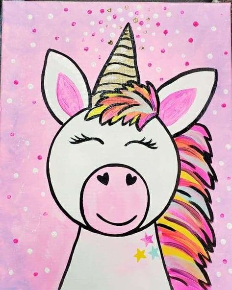 Unicorn Painting For Kids, Unicorn Painting Canvas, Easy Painting For Kids, Kids Painting Projects, Arrow Painting, Unicorn Paint, Kids Painting Party, Kids Canvas Painting, Unicorn Canvas