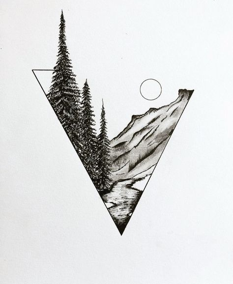 Minimalist Nature Tattoos Men, Mountain With River Tattoo, Glacier National Park Tattoo, Washington Tattoo Ideas, River Tattoo Design, River Tattoo Ideas, Washington State Tattoo, Maine Tattoo Ideas, Stream Tattoo