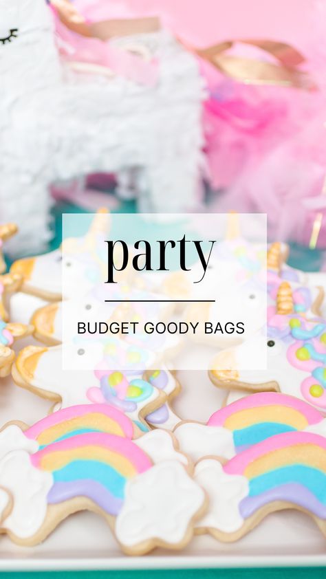 The cutest budget goody bags for a Rainbow Unicorn Birthday party! Unicorn Goodie Bags, Party Goody Bags, Unicorn Party Bags, Rainbow Unicorn Birthday Party, Budget Party, Birthday Party Packs, Rainbow Unicorn Birthday, Unicorn Party Favors, Unicorn Birthday Party