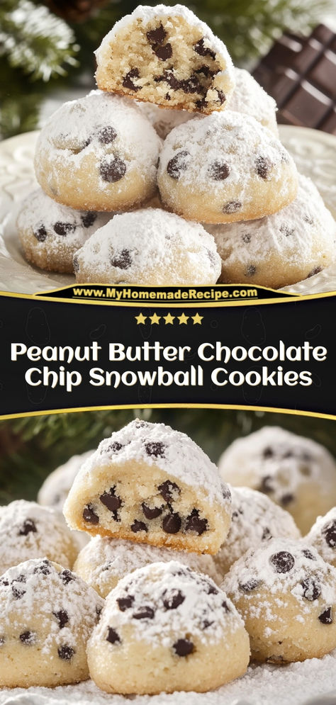 5 Ingredient Snowball Cookies, Peanutbutter Chocolate Chip Snowball Cookies, Chocolate Chip Peanut Butter Snowball Cookies, Snowball Chocolate Chip Cookies, Christmas Cookies Peanut Butter Balls, Elf Poop Cookies, Nutty Chocolate Chip Cookies, Chocolate Chip Snowball Cookies Recipe Easy, Mexican Snowball Cookies