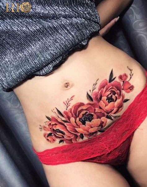 Tattoos With Quotes, Valentines Tattoos, Belly Tattoo Ideas, Tattoos For Women Butterfly, Belly Tattoos For Women, Lower Stomach Tattoos For Women, Lower Belly Tattoos, Roses Tattoos, Belly Button Tattoo