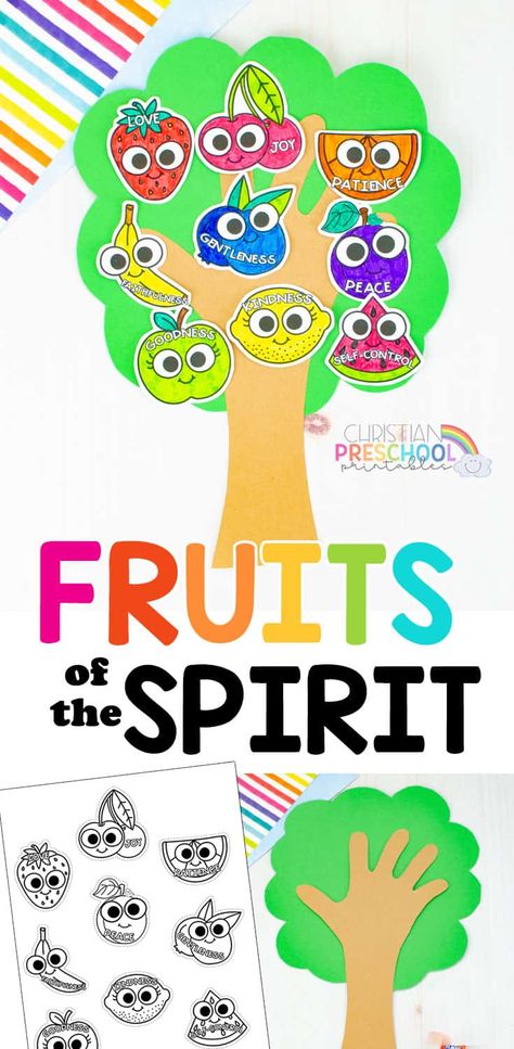 Teach your kids about the 9 Fruits of the Spirit, we've got a brand new fun and fabulous Fruit of the Spirit for Kids craft series! You'll love these spiritual crafts in your classroom! #christianpreschoolprintables #fruitofthespiritforkids #fruitofthespirit #fruitofthespiritcrafts #spiritualcrafts #preschool Fruit Of The Spirit Craft, Spiritual Crafts, June Crafts, Memory Activities, Preschool Bible Lessons, Fruits Of The Spirit, Bible Activities For Kids, Bible Story Crafts, Sunday School Crafts For Kids