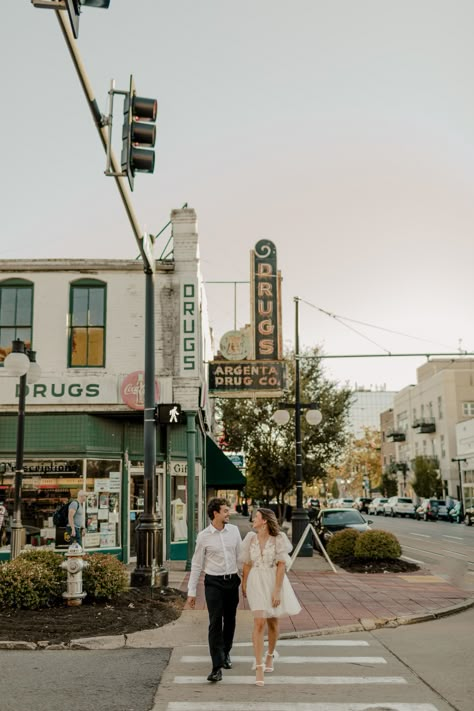 Crosswalk Engagement Photos, Spring City Engagement Photos, Engagement Photos Bowling Alley, Casual Engagement Pictures City, Arkansas Engagement Photos, Romantic City Engagement Photos, State Capitol Engagement Photos, Small Downtown Engagement Photos, Engagement Photos Themes