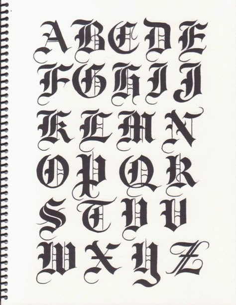 Bj Betts: Lettering Guide 1, 2, 3, 4. | VK Old English Alphabet, Tattoo Lettering Alphabet, Tattoo Fonts Alphabet, Calligraphy Fonts Alphabet, Tattoo Fonts Cursive, Tattoo Lettering Design, Lettering Styles Alphabet, Chicano Lettering, English Calligraphy