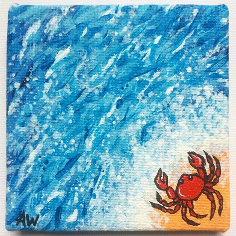 Crab Painting Acrylics, Crabs On The Beach, Crab Painting, Pen Ideas, Beach Drawing, Crab Art, Red Crab, Water Creatures, Coastal Painting