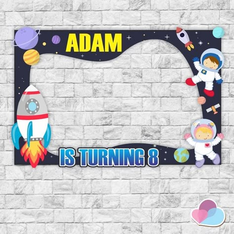 Space Photo Booth, Preschool Rules, Outer Space Baby Shower, Space Theme Classroom, Outer Space Birthday Party, Space Party Decorations, Astronaut Party, Selfie Frame, Galaxy Photos