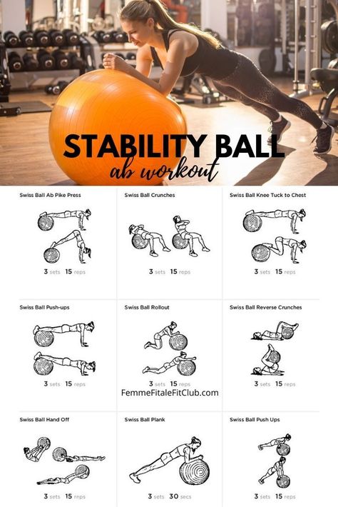 Excerise Ball Workouts For Beginners, Stability Ball Ab Exercises, Ball Workout Abs Flat Belly, Exercise Ball Core Workout, Ab Workouts At Home With Ball, Stability Core Workout, Back Core Workout, Core Focused Workout, Yoga Ball Core Workout