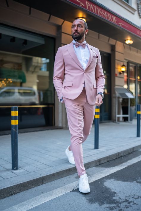 Elevate your style with Our Pink Panache Tuxedo, where boldness meets sophistication in every stitch. Make a statement that's as vibrant as your personality and as sharp as your look. Because confidence is your best accessory. For more Exciting and Premium Products follow the link in the bio #HolloMen #Shopnow #Mensfashion #Menstyle #PinkPanache #BoldElegance #MomentsOfDistinction #DareToBeDifferent Pink Suit Men, Peak Lapel Tuxedo, Pink Tuxedo, Slim Fit Tuxedo, Suit Material, Prom Suits, Pink Suit, Tuxedo Suit, Peak Lapel