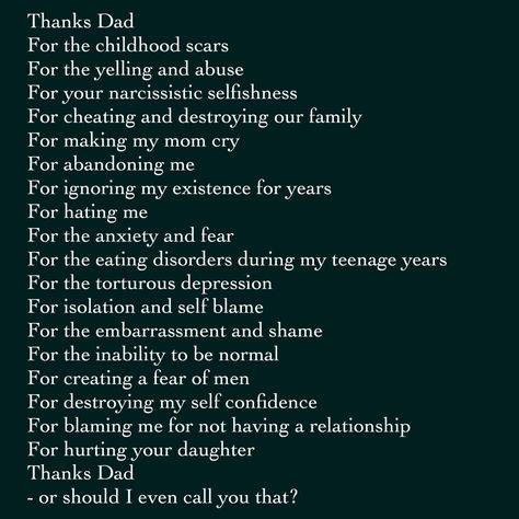 Split Parents Quotes, Dad With Daughter Aesthetic, Narcissistic Fathers Of Daughters Quotes, Father Issues Daughters Truths Quote, Bad Dad Quotes From Daughter, Toxic Dad Quotes Daughters, Narcissistic Dad Quotes, Friendship Day Quotes For Boyfriend, Dear Parents Quotes From Daughter