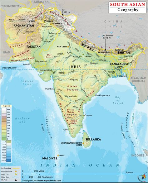 South Asia Geography Map South Asia Map, Central Asia Map, Asian Maps, National Geographic Maps, Canada Map, Physical Map, Geography Map, Asia Map, Italy Map