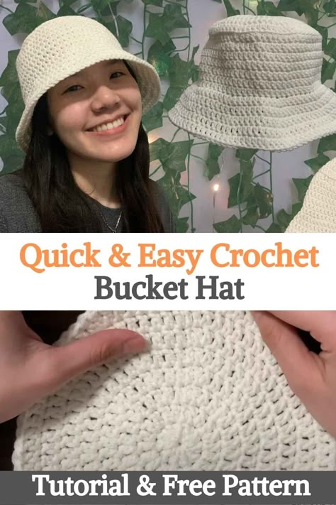 Crochet Hucket Hat, Easy Bucket Hat Pattern, Simple Hat Crochet, Crochet Bucket Hat Black Women, Basic Bucket Hat Crochet Pattern, Crochet Hat Simple, Beginner Crochet Bucket Hat, Simple Crochet Bucket Hat, Crocheting Bucket Hat