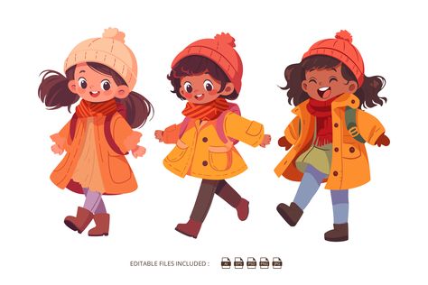 Autumn Character Art, Autumn Character, Cartoon Children Character Design, Child Illustration Character, Little Match Girl Illustration, Chinese Language Learning, Rainy Season, Chinese Language, Clipart Design