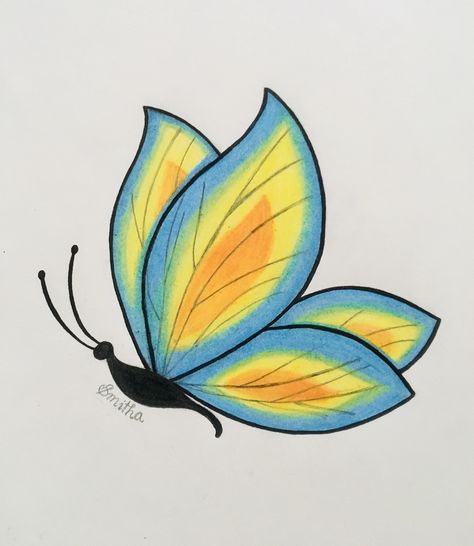 Pastel Butterfly Drawing, Butterfly Easy Drawing, Butterfly Painting Easy, Easy Butterfly Drawing, Easy Animal Drawings, Fabric Painting Techniques, Art Painting Tools, Paper Cutout Art, Meaningful Drawings