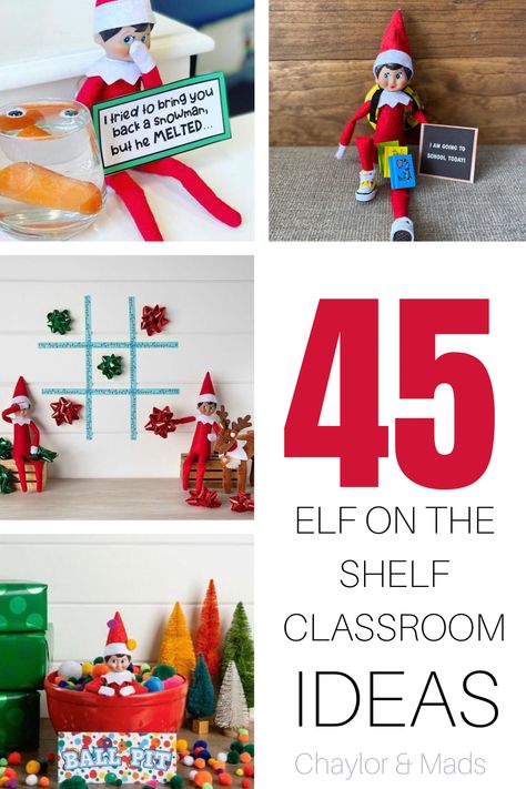 Elf On Shelf Classroom, Elf On The Shelf Classroom, Preschool Elves, Elf Classroom, Classroom Christmas Activities, Elf Ideas Easy, Elf On Shelf, Easy Elf, Awesome Elf On The Shelf Ideas