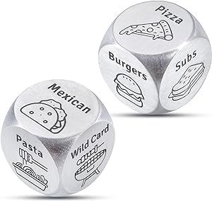 2 PCS Food Dice Game Food Decision Dice Food Dice for Couple 11 Year Anniversary Steel Gift for Him Her Date Night Dice Game One Year 10 Year Anniversary Basket Christmas July Valentine Sweetest Day Bachelorette Bride Gifts, 11th Wedding Anniversary, Stocking Stuffers For Adults, Date Night Gifts, Stocking Stuffers For Teens, Funny Gifts For Women, Stocking Stuffers For Women, Boo Basket, Steel Gifts