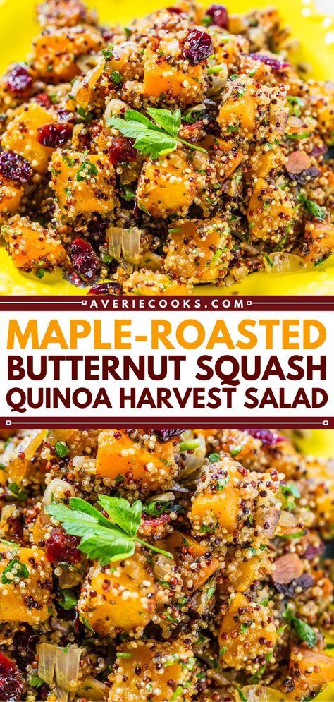 Butternut Squash And Cranberries, Squash Quinoa Salad, Squash Zucchini Recipes, Butternut Squash Quinoa Salad, Cranberry Quinoa Salad, Squash Quinoa, Butternut Squash Quinoa, Butternut Squash Salad, Harvest Salad