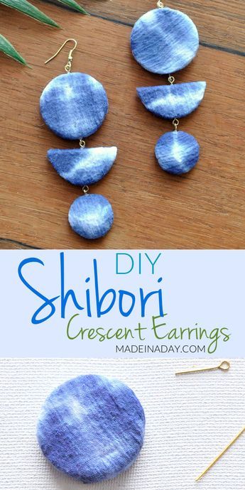 Diy Drop Earrings, Yellow Paper Flowers, Dangle Earrings Diy, Diy Shibori, Drop Earrings Diy, Textile Earrings, Diy Earrings Easy, Denim Earrings, Easy Wall Hanging