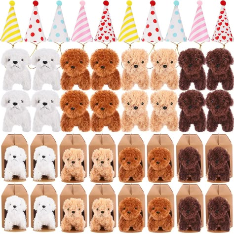 PRICES MAY VARY. Sufficient Quantity: you will receive 20 mini plush dogs in 4 colors, including white, apricot, brown and coffee, 20 fur ball birthday hats and 20 paper dog home, you can give each plush dog a cute hat and display it next to the house, the sufficient quantity will meet your various needs Proper Size: each small stuffed animal measures about 4 inches/ 10 cm in height, portable and lightweight, easy to carry and store; The dog home measures about 4.7 x 4 x 4.7 inches/ 12 x 10 x 12 Paw-ty Birthday Party, Puppy Themed First Birthday Party, Two Year Old Dog Themed Party, Dog Themed Birthday Party Ideas, Party Animal Birthday Theme, Doggie Birthday Party, Dog Party Ideas, Puppy Themed Birthday Party, Birthday Party Dog