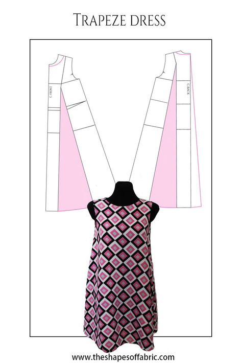 Trapeze Dress Pattern, Dress Pattern Ideas, Tent Dresses Pattern, Aline Dress Pattern, Basic Bodice Block, Sleeveless Dress Pattern, Bodice Block, Summer Dress Pattern, Pattern Making Tutorial