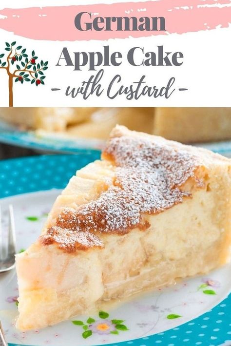 Apple Custard Cake, Custard Cake Recipes, German Apple Cake, German Food Authentic, Apple Custard, French Apple Cake, German Desserts, German Baking, Dessert Aux Fruits