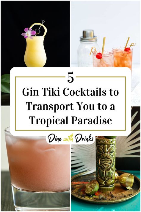 Collage of 4 gin tiki cocktails. Gin Tiki Cocktail, Tiki Cocktails Recipes, Tiki Drinks Recipes, Tiki Cocktail, Fruity Cocktail, Best Gin, Gin Drinks, Tiki Cocktails, Tiki Drinks