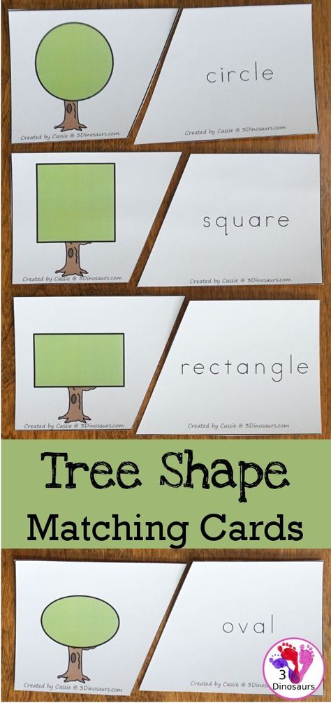 Free Tree Shape Matching Cards - 12 shape matching cards for kids to use with tree made from shapes - 3Dinosaurs.com #shapes #prek #kindergarten #freeprintable #handson #3dinosaurs Tree Unit, Teacher Business Cards, Homeschooling Preschool, Insect Activities, 3 Dinosaurs, Geometry Activities, Teaching Shapes, Tree Study, 2d Drawing