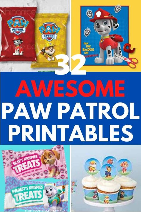 Paw Patrol Free Printables Birthday, Paw Patrol Bday Party Ideas, Paw Patrol Drinks, Paw Patrol Food Ideas, Paw Patrol Party Ideas Food, Paw Patrol 3rd Birthday Party For Boy, Paw Patrol Birthday Party Decorations, Paw Patrol 3rd Birthday, Paw Patrol Printables Free